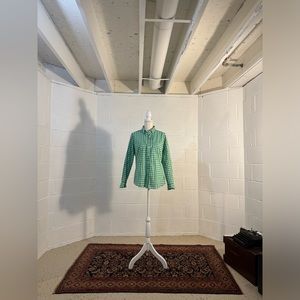 Medium J. Crew Factory Green Gingham Shirt